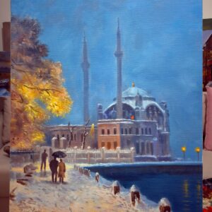 (Ortaköy'de Kar) Canvas Tablo